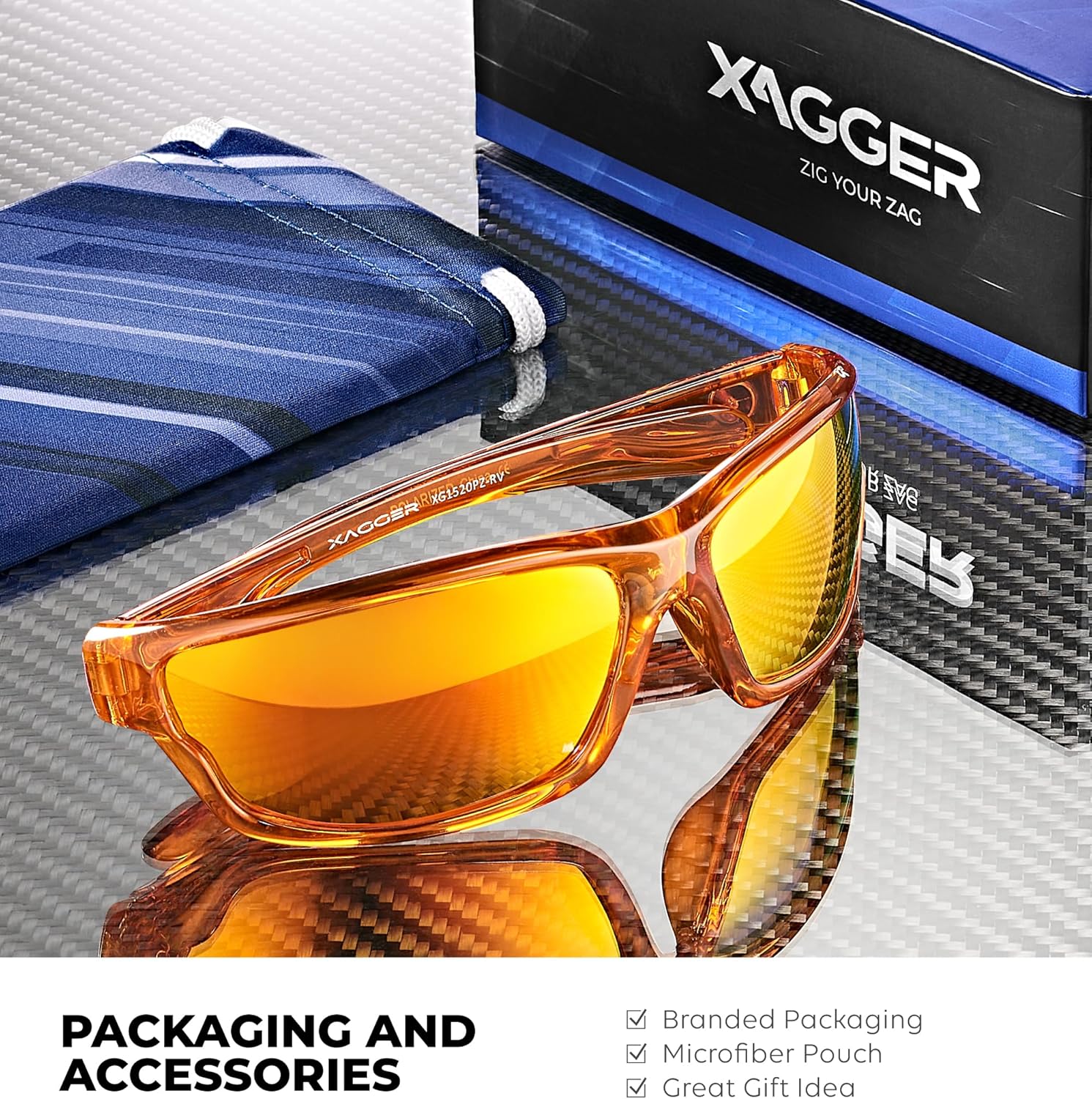 Xagger Polarized Wrap Around Sport Sunglasses for Men Women TR90 Frame - Image 5
