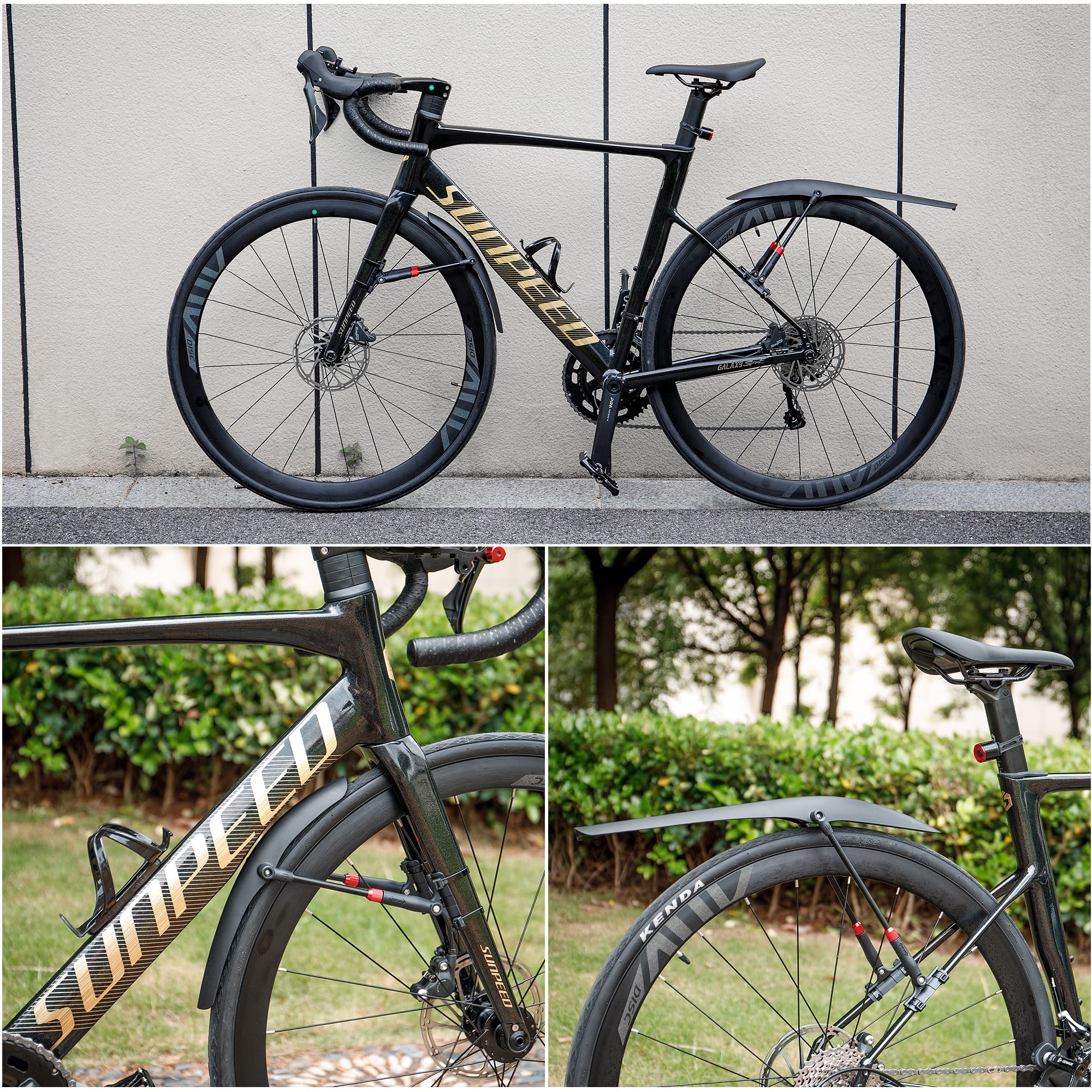 Set di parafanghi per bicicletta, universale, rapido smontaggio della bicicletta, in plastica ad alte prestazioni, per protezione da spruzzi d'acqua da 24 – 29 pollici