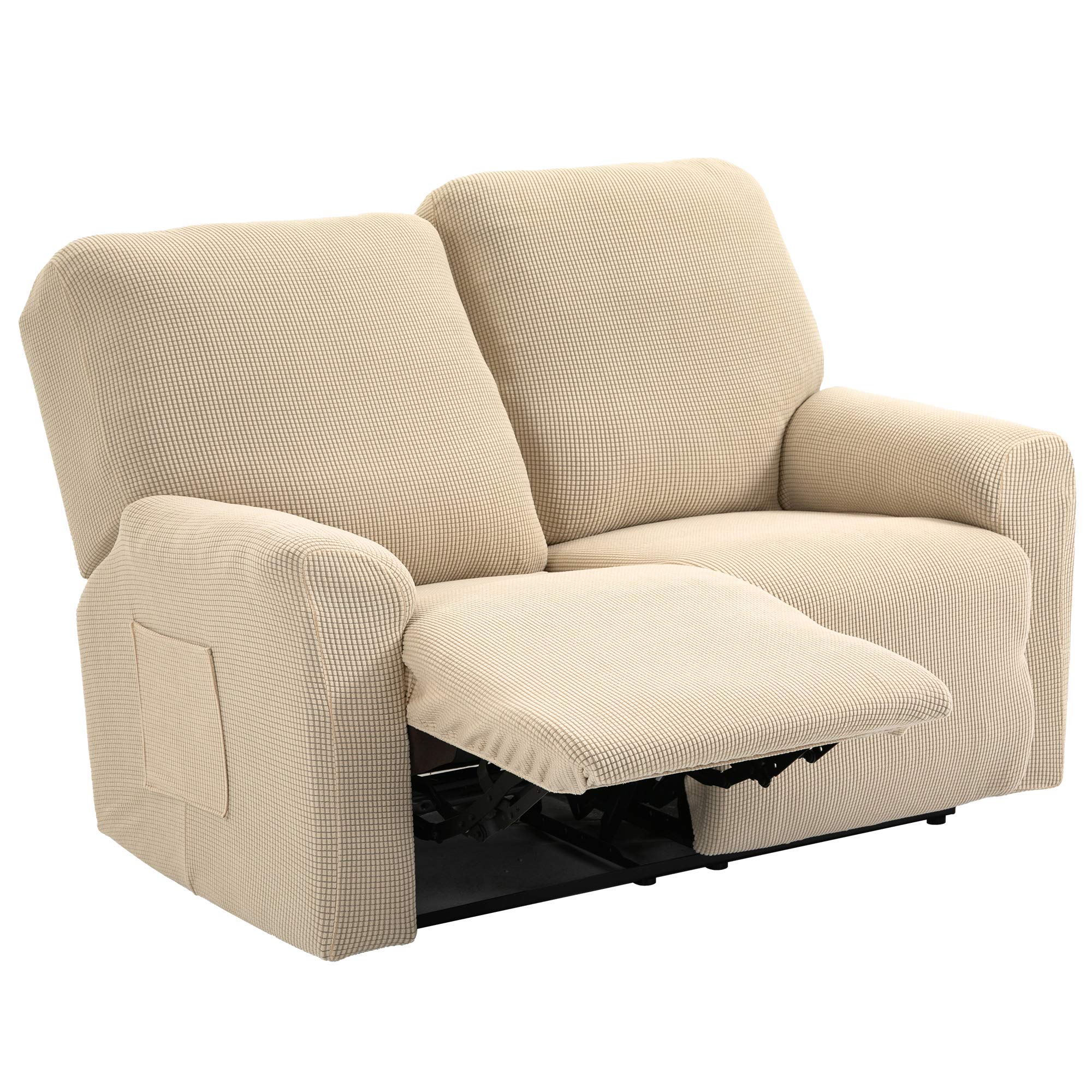 TIANSHU Funda Reclinable de 2 Plaza, Fundas Reclinables Elásticas, Protector Funda Sillón Relax, Funda Cubre Sofá, Fundas de Sofá Lavables y Elásticas para Muebles (Beige)