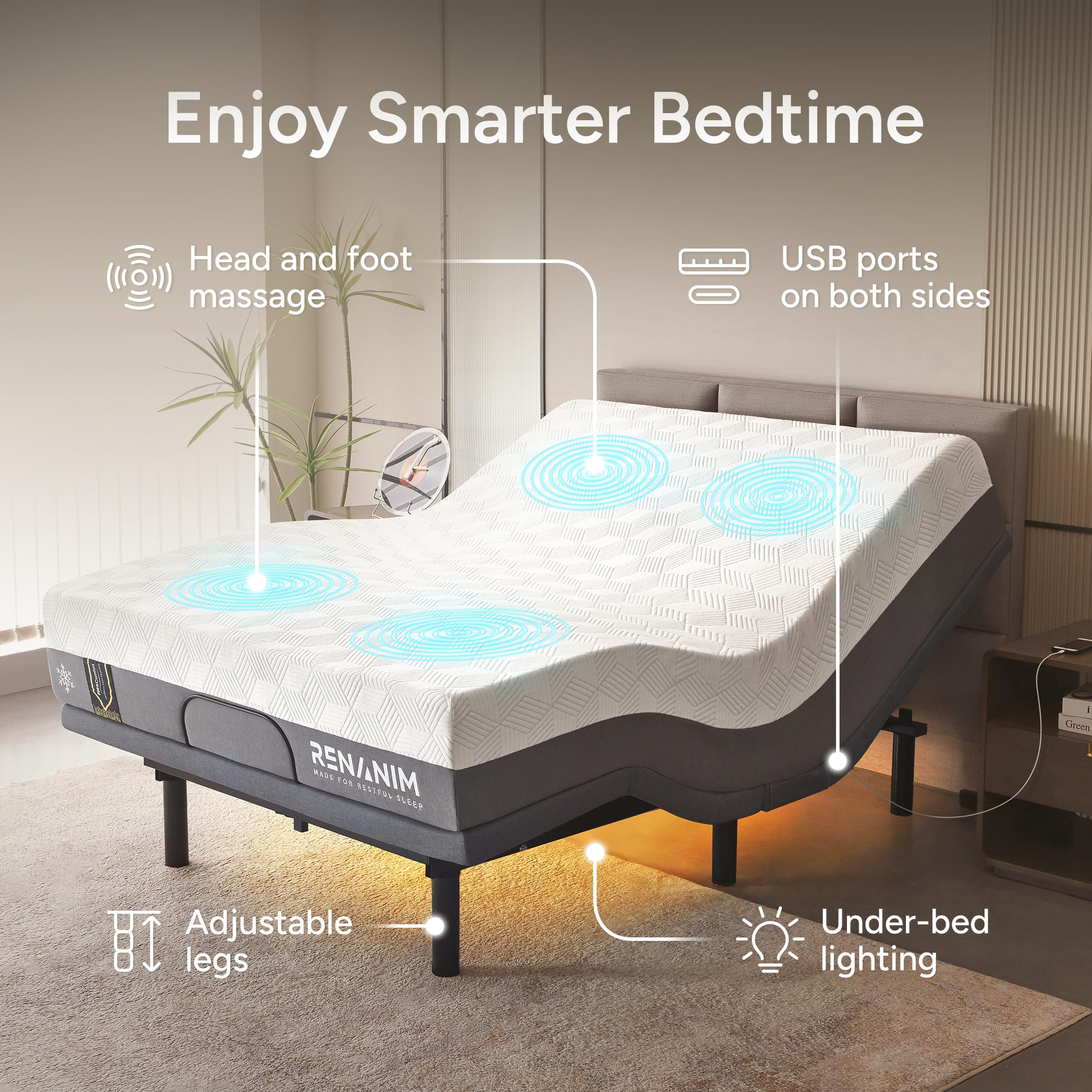Amazon.com: Renanim SF Full Size Adjustable Bed Frame with