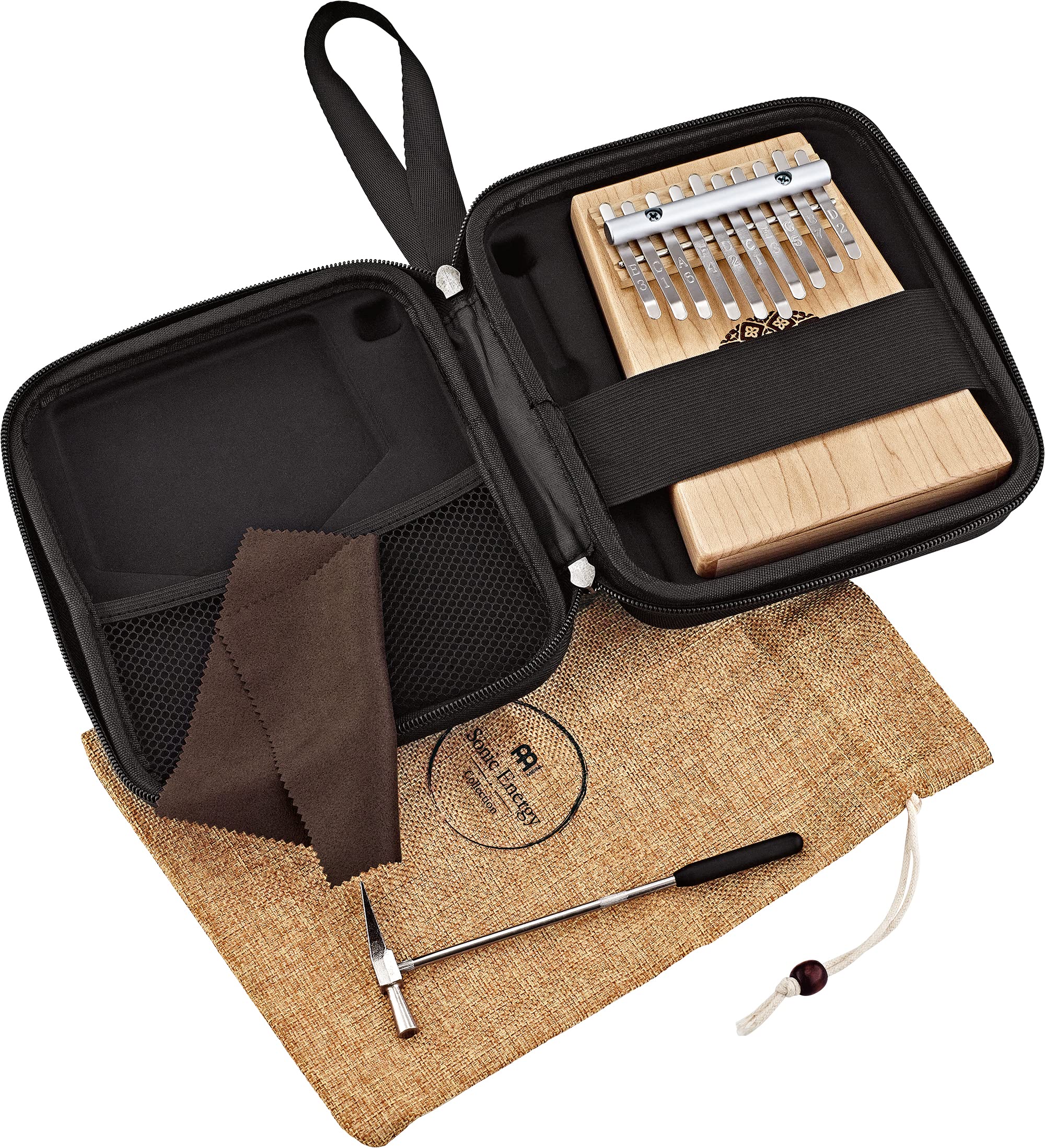 Sonic Energy Schallloch Kalimba – C-Dur, 10 Töne – Ahornholz – Für Meditation, Yoga, Percussion – Inkl. Zubehör (KL1009H)