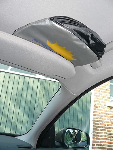 Miniatura 7 de Parabrisas Sun Shade, jumbo XL (70 x 35 pulgadas), parabrisas para auto, nylon de sombra plegable fácil de usar protector uv, mantiene el coche