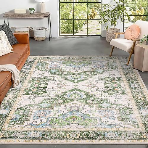Miniatura 2 de Cochyean Alfombra lavable de 8 x 10 pies para sala de estar, resistente a las manchas, alfombra de área grande para dormitorio, alfombra vintage