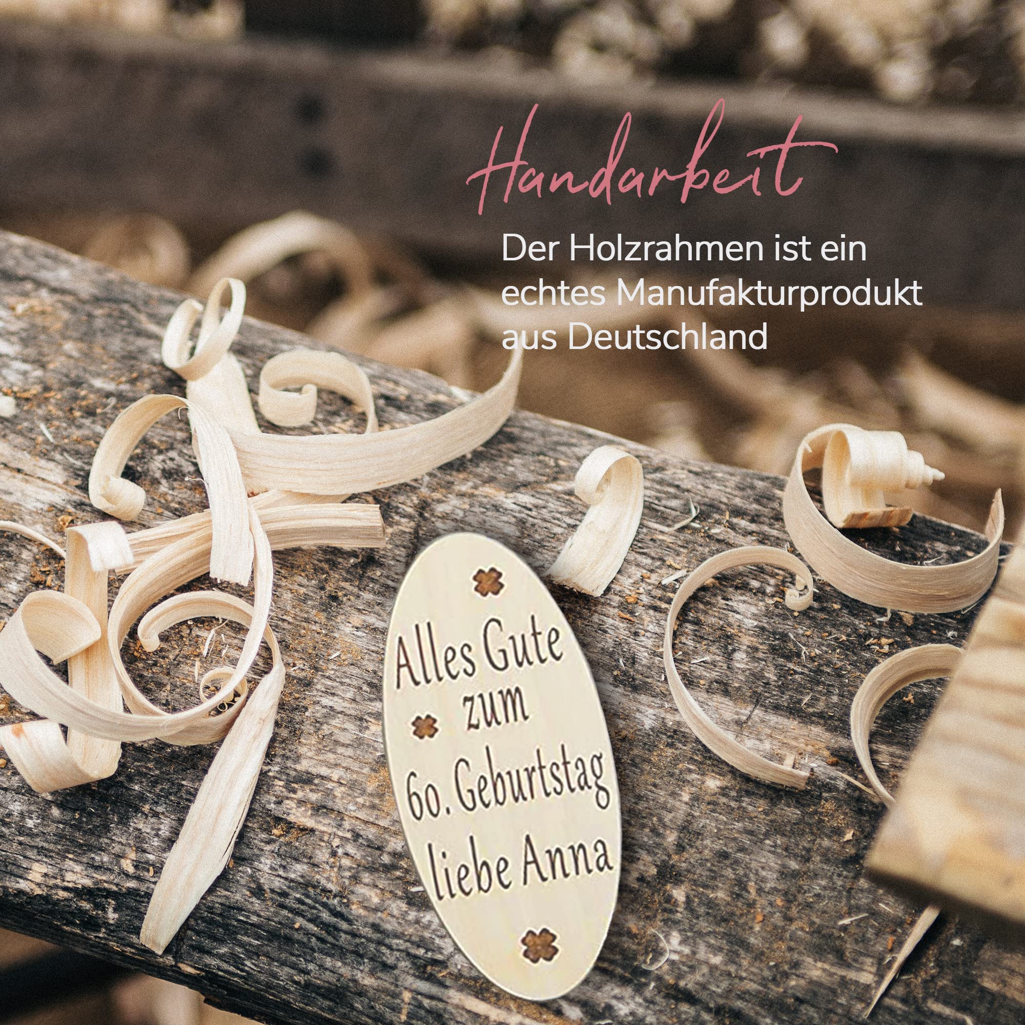 Gästebuch personalisierbar mit Holzzahlen 60 | 40x60 cm in Grau | Holz Kleeblätter zum Beschriften - Geburtstag Geschenk für Frau & Mann - 60. Geburtstag | Made in Germany