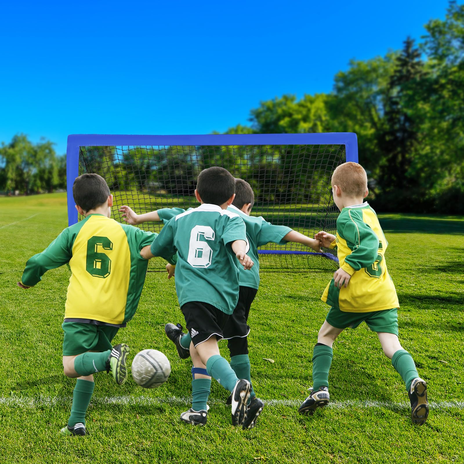 Juego de 2 porterías de fútbol para jardín, 180 x 90 x 90 cm, barras reforzadas de fibra de vidrio y redes de alta calidad, portería plegable Pop-Up Goal, juego de portería de fútbol para uso