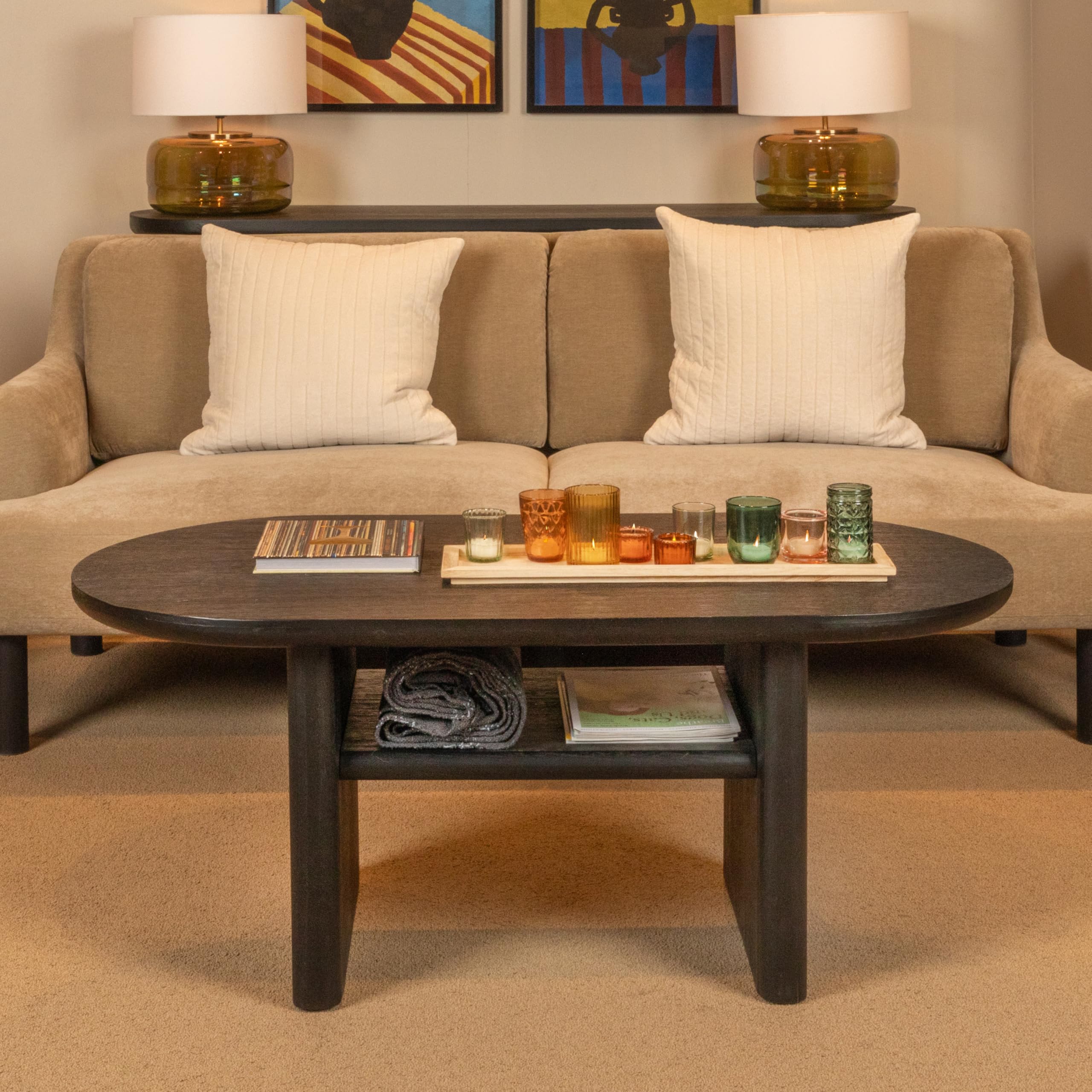 Creative Co-Op Sturdy Firwood Coffee Table, Black