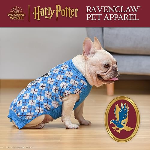 Miniatura 2 de Harry Potter Ravenclaw Suéter para mascotas, talla M, disfraz de Harry Potter mediano para perros, ropa y accesorios de Harry Potter para casas de