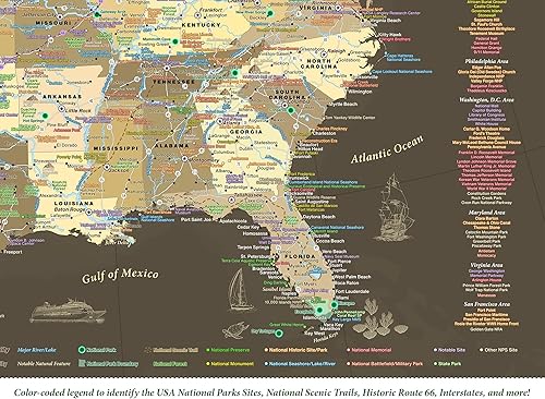 Miniatura 6 de USA Map - Rastreador de viaje con alfileres - 63 parques nacionales de Estados Unidos - Mapa de viaje de Estados Unidos - Mapa de viaje de edición