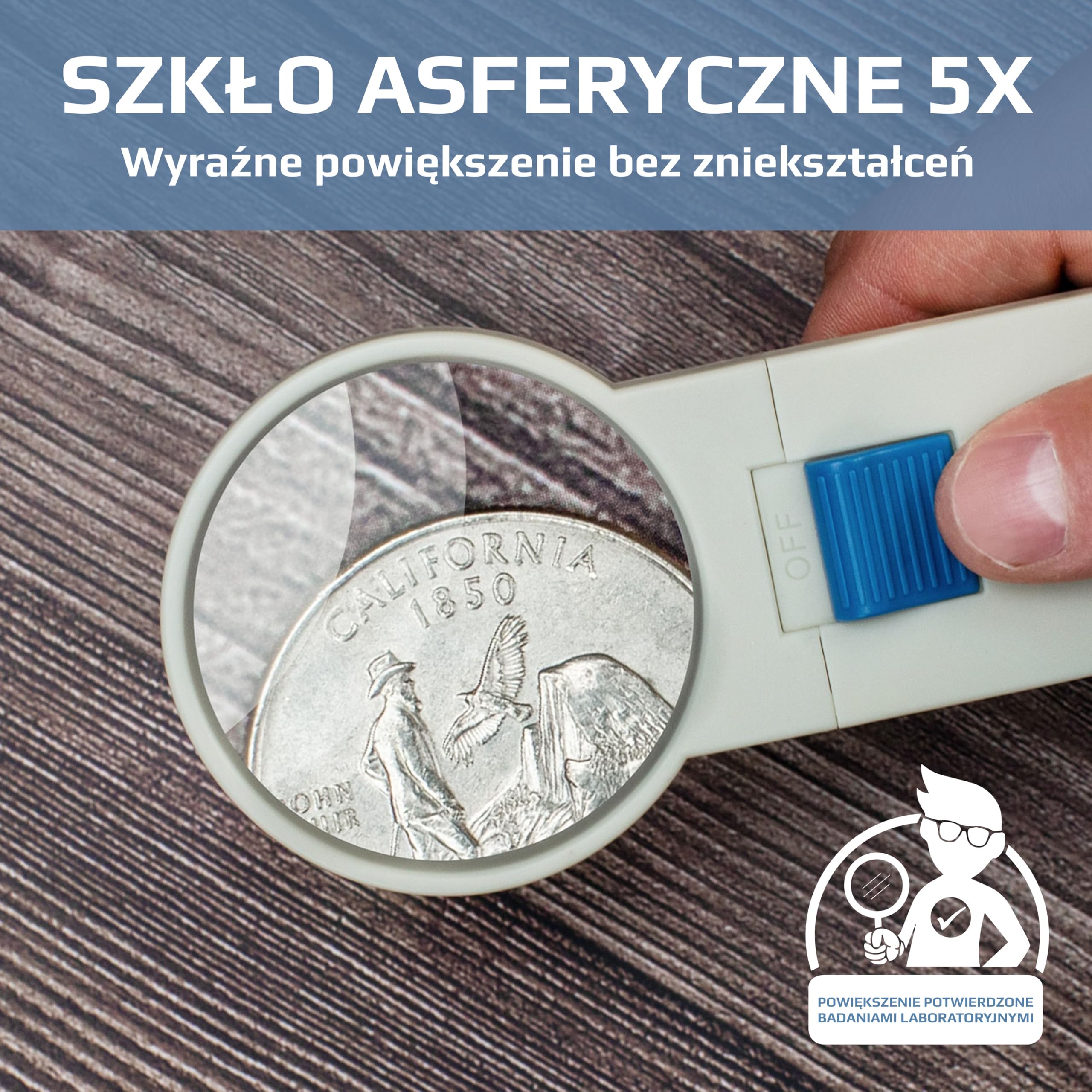 Carson Podświetlana dioda LED 5X ręczna lupa asferyczna 5 cm (SV-50), biała