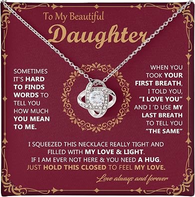 To My Daughter Necklace from Dad Mom - Daughter Gifts from Mother Father, Beautiful Necklace for Birthday, Graduation, Wedding Day, Mothers Day Gift for Adult Grown Daughters, Unique Presents Ideas