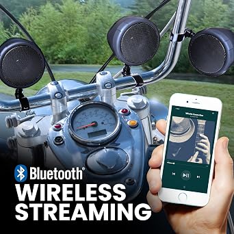 BOSS Audio Systems MCBK470B Motorcycle Bluetooth Speaker System - Class D Compact Amplifier, 3 Inch Weatherproof Speakers, Volume Control, Great for Use With ATVs and 12 Volt Vehicles