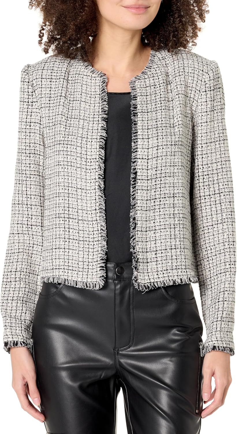 Calvin Klein Women's Open Front Tweed Suit Jacket