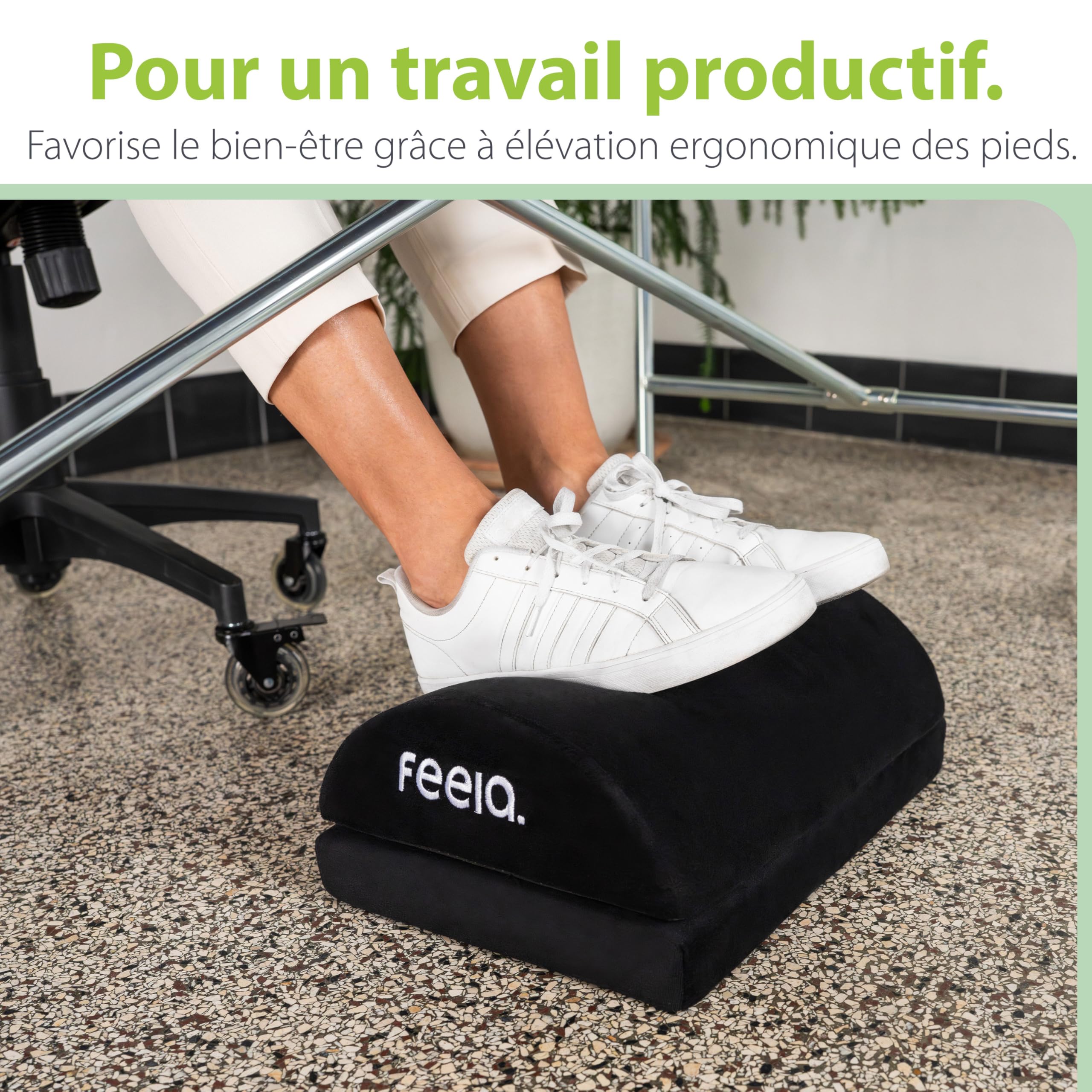 feela.® Repose-pieds ergonomique pour bureau & Co | Utilisable comme tabouret, repose-pieds ou repose-pieds au bureau | Foot Rest | Réglable en hauteur (Noir)
