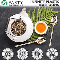 Vista 257 de Party Bargains Disposable Plastic Black Gold Cutlery Set, Infinity Modern Design Utensils, 40 Pack: 16 Forks, 8 Knives, 16 Spoons