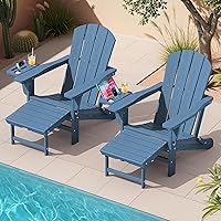 Vista 2 de KINGYES Silla Adirondack Plegable Ajustable con Reposapiés y Organizador de Reposabrazos Multifuncional 4 en 1, Silla Reclinable Adirondack Plegable