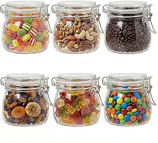 17oz Airtight Glass Jars with Clamp Lids, Small Food Storage Canisters S...