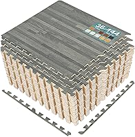 Vista 32 de Sorbus Losetas de suelo de madera veteada, esteras de espuma EVA entrelazadas, losetas de 3/8" de grosor para suelos de madera, esteras de ejercicio