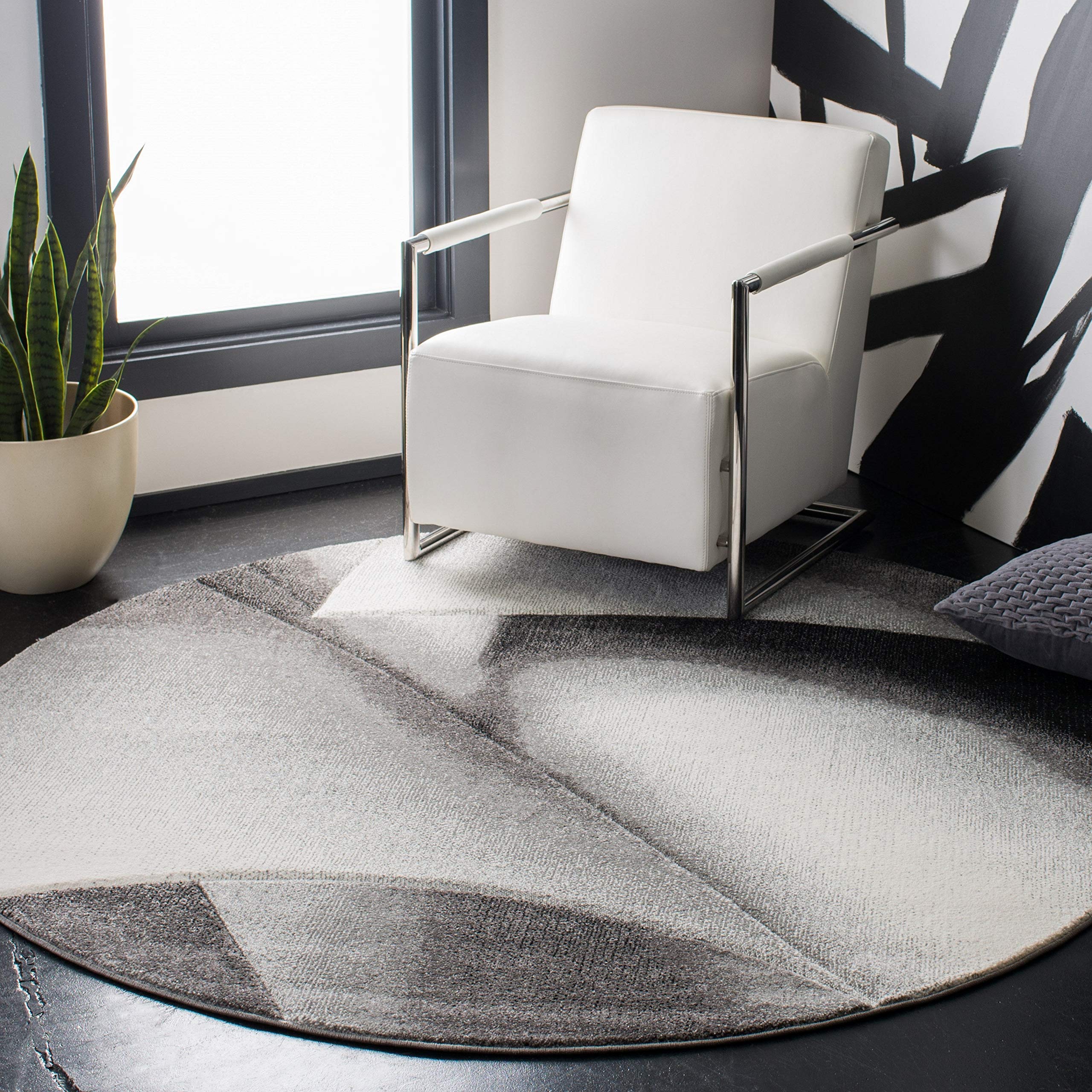 SAFAVIEH Modern Rug for Living Room Dining Room, Bedroom - Hollywood Collection, Short Pile, in Grey and Red, 79 X 152 cm - Image 4