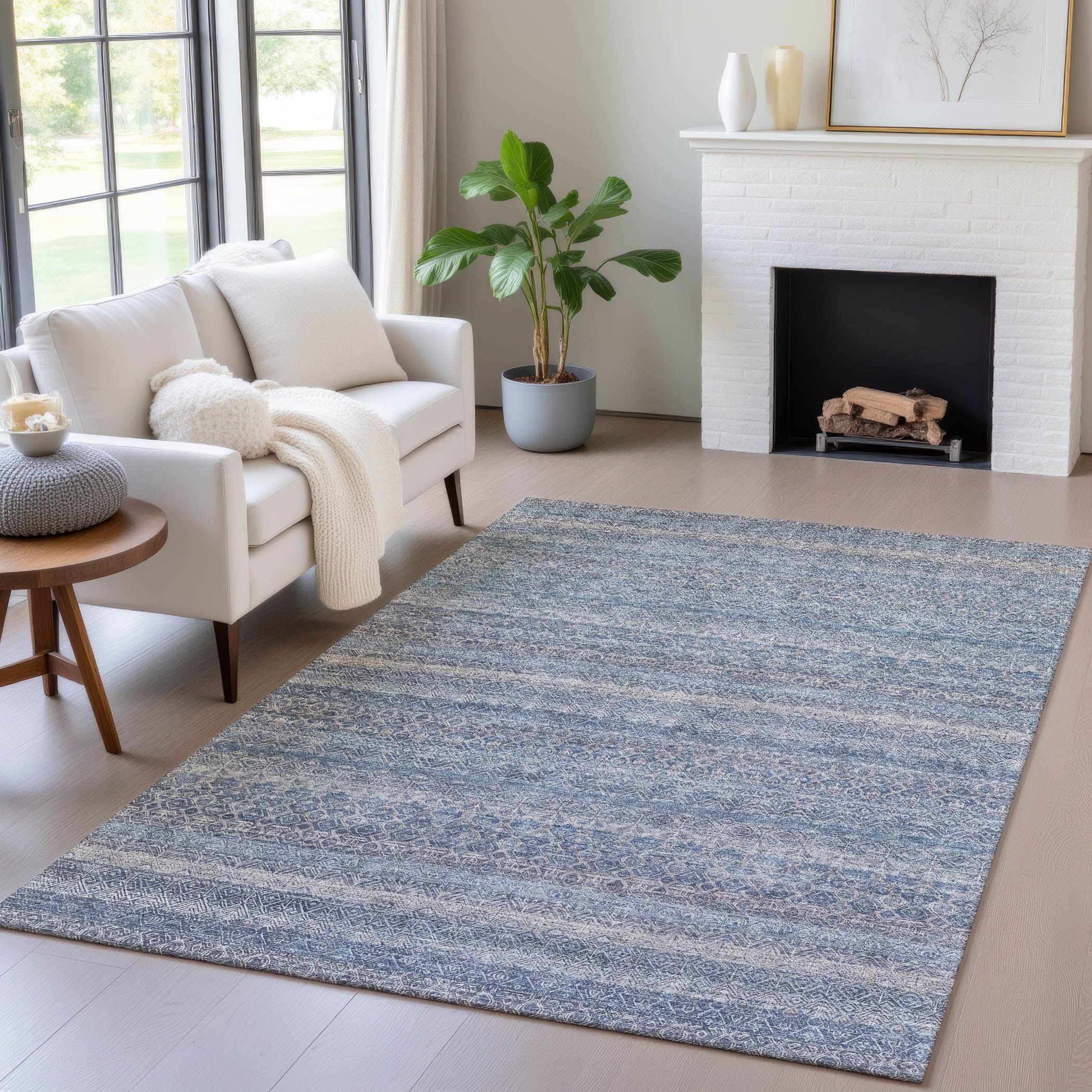 addison rugs chantille acn2105 blue 9' x 12' indoor/outdoor, machine washable, easy clean, non shedding, bedroom, living room, dining room, kitchen, patio rug