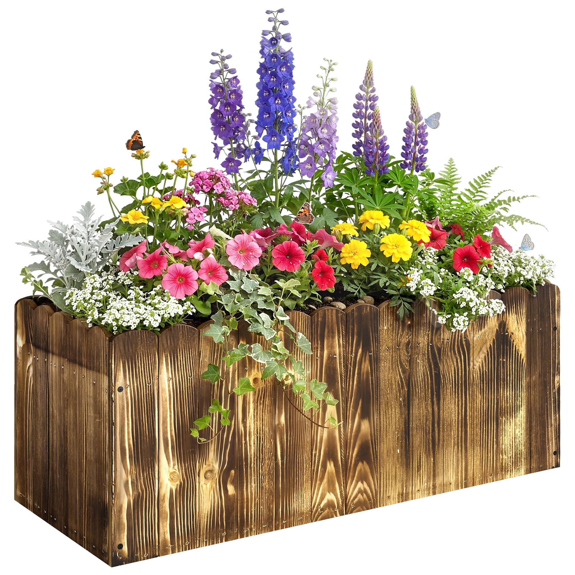 Outsunny – Jardinera para plantas - Macetero rectangular fabricado en madera de abeto - Medidas 80 x 33 x 30 cm