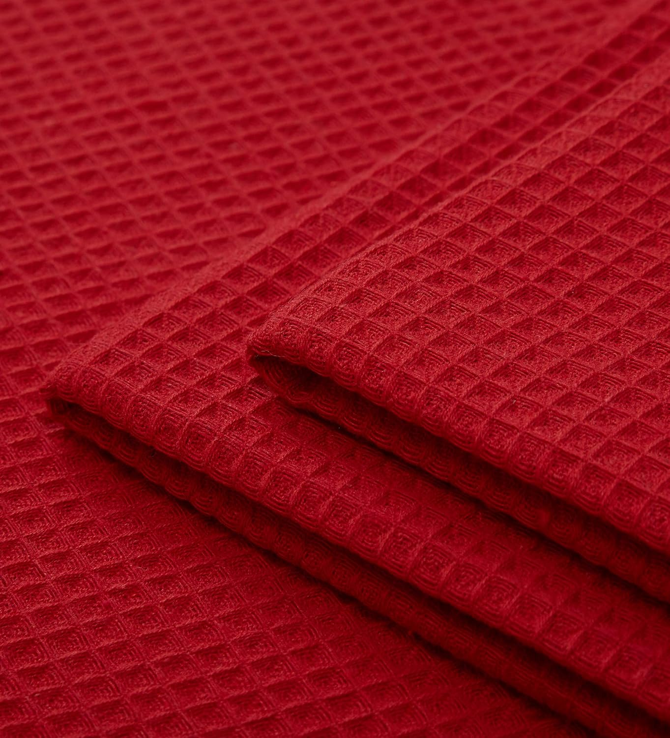 Encasa XO Kitchen Dish Towels Set | Red | Waffle Weave and Flat Hand Tea Towel | 28"x18" | Quick Drying Reusable Cotton Washcloths | Multipurpose Lightweight Dishcloths Set of 4 - Image 8