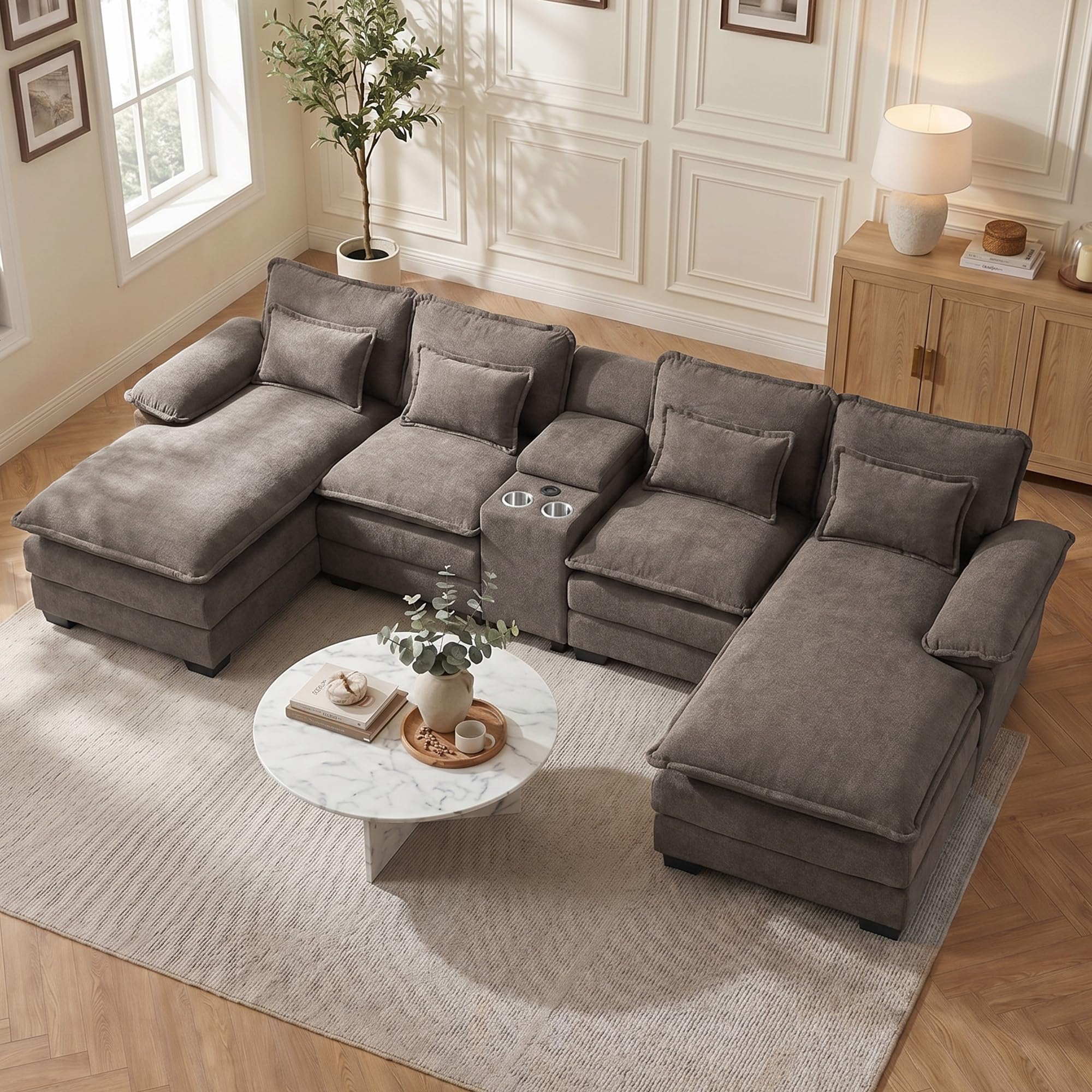 ONEMMLION 133 U Shaped Cloud Couch in Stone Grey