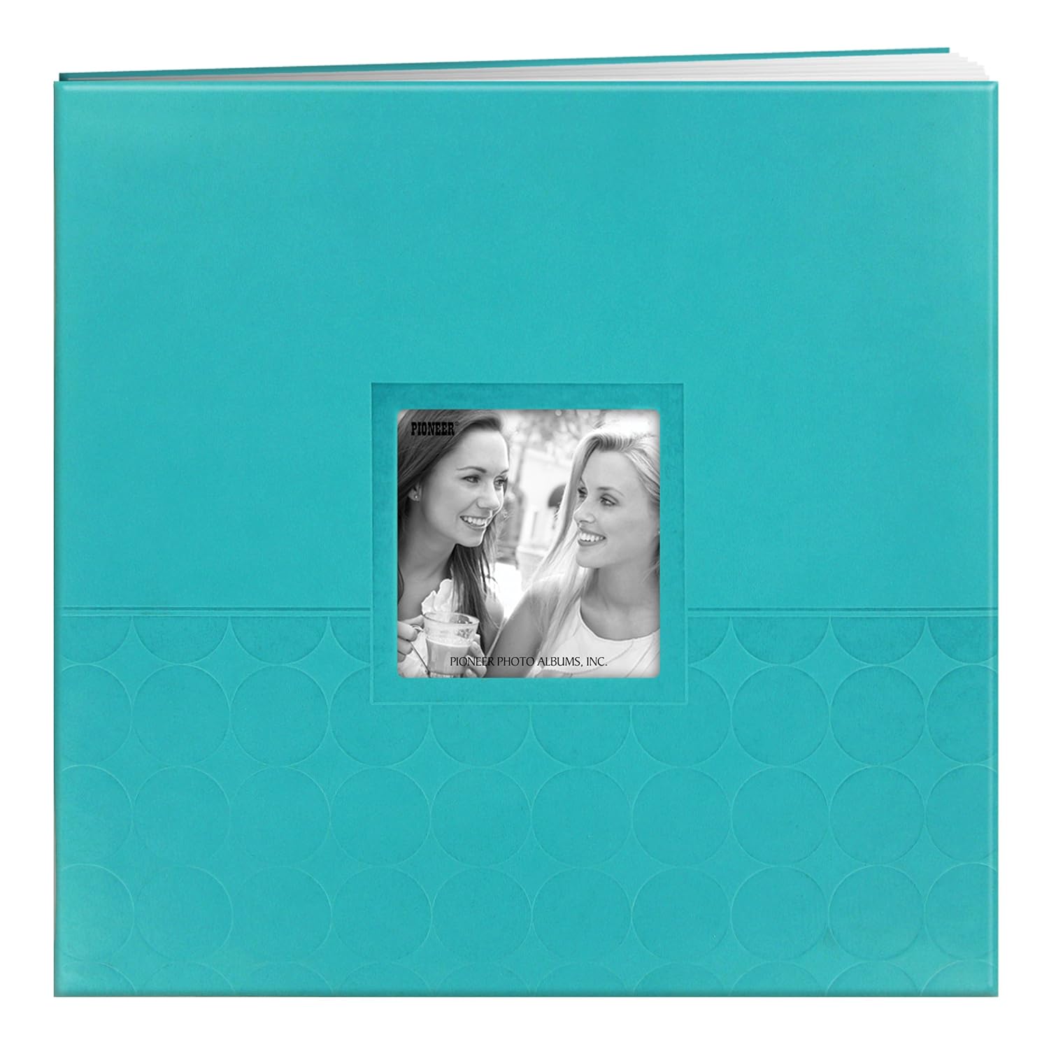 Pioneer Embossed Post Bound Scrapbook Album 12"X12"Aqua Circles