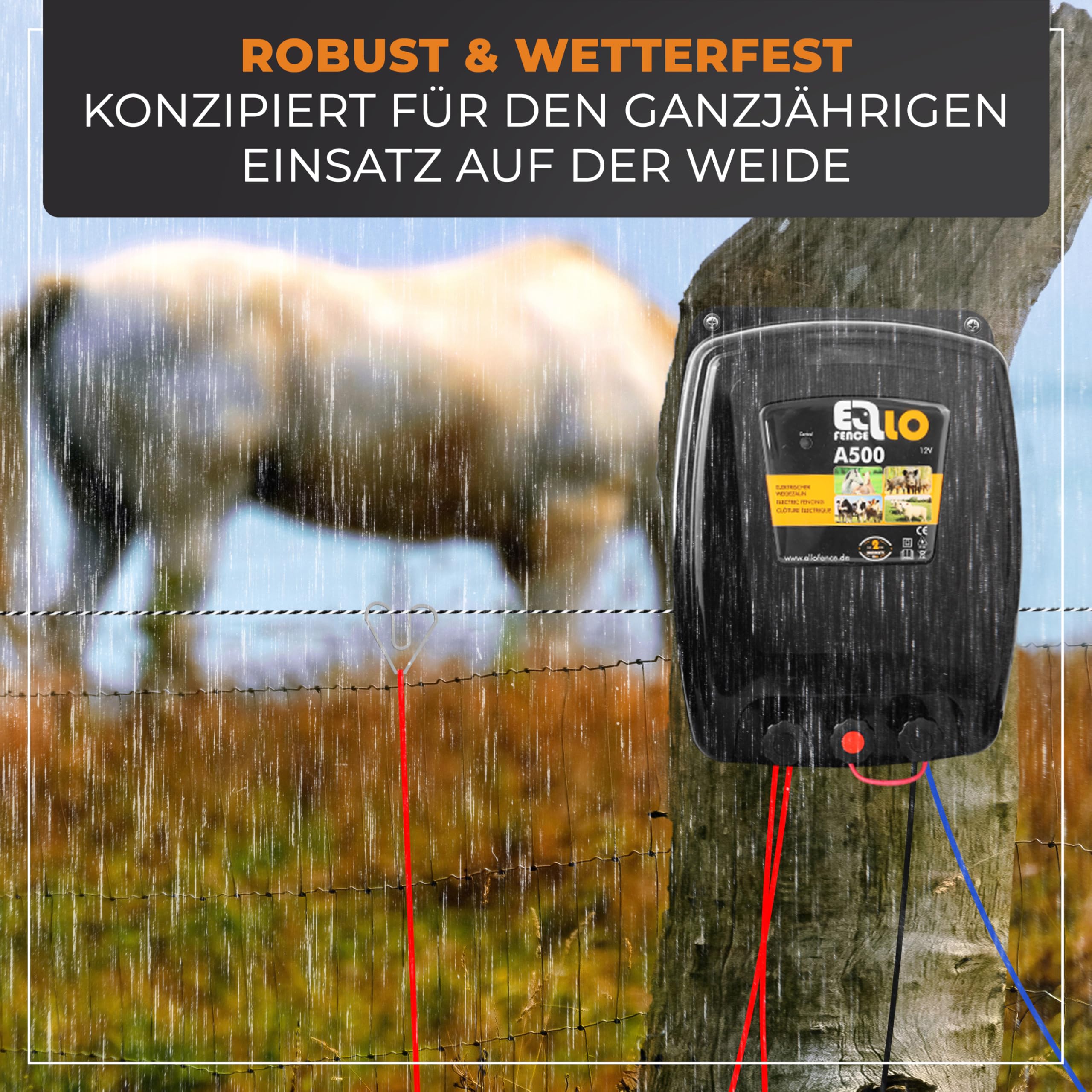 Weidezaungerät Akku A500 | Starkes 12V Elektrozaungerät mit 8’000V