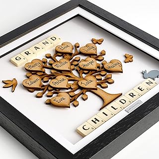 Gift from Grandchildren. Family Tree Picture Personalised Grandchildren frame. Framed Grand Children Family Tree. Christmas Present Gift for Grandparents. Grandchildren family tree