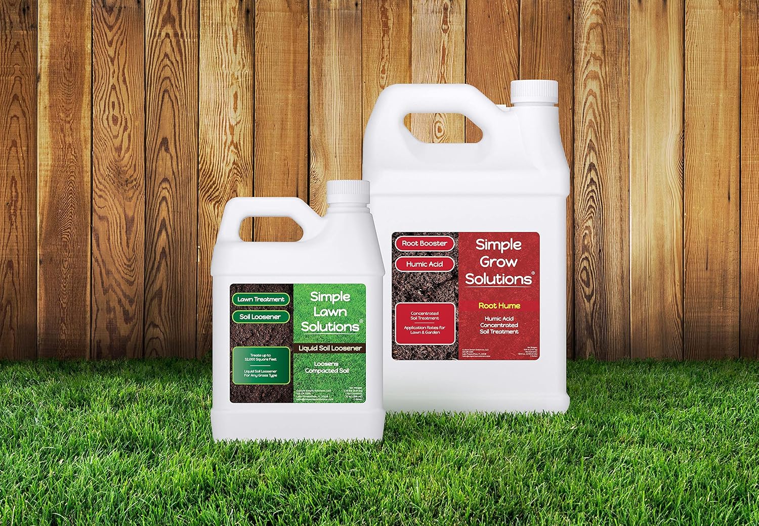 Liquid Soil Loosener 32 Ounce + Root Hume Humic Acid 1 Gallon - Soil Treatment Bundle - Simple Lawn Solutions
