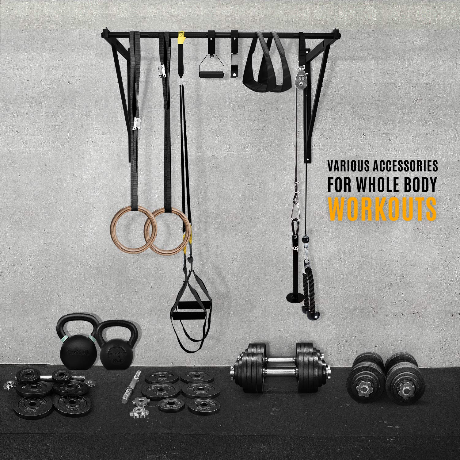 Yes4All Heavy Duty Wall Mounted Pull Up Bar for Crossfit Training Buy