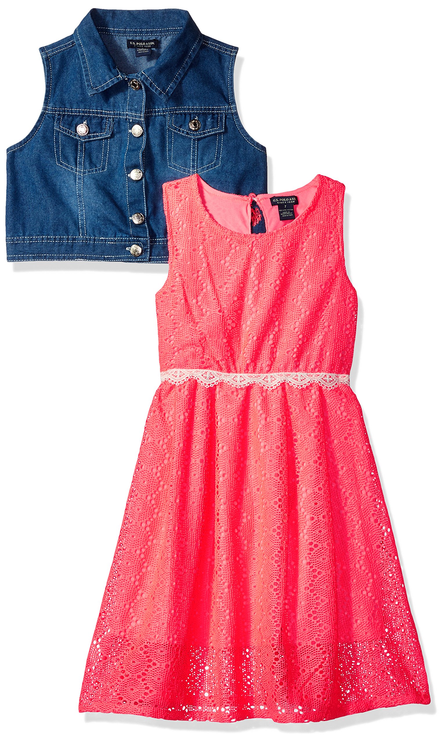 U.S. Polo Assn. Girls' Sundress with Denim Vest