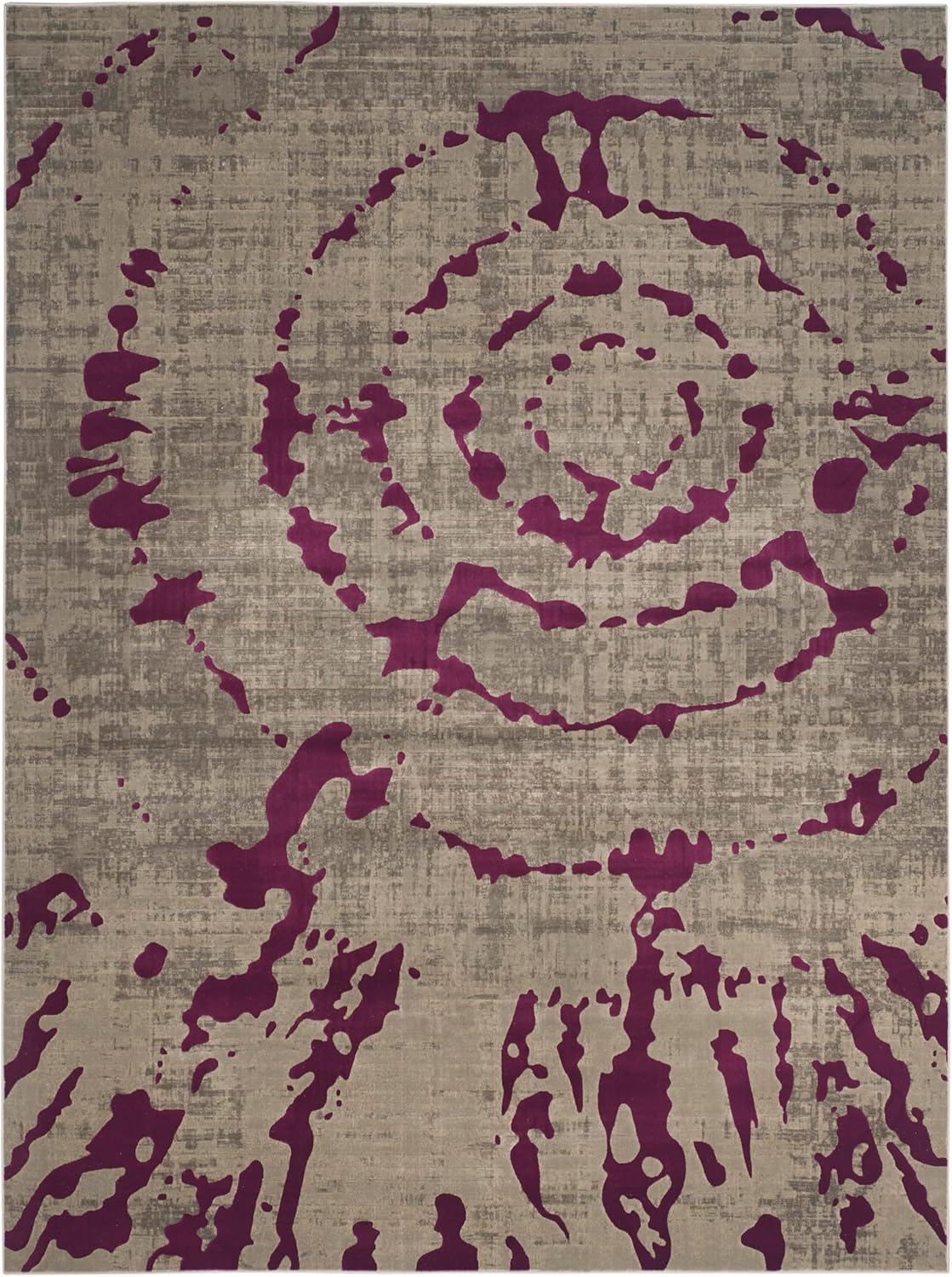 SAFAVIEH Porcello Collection Area Rug - 6'7" Round, Light Grey & Purple, Modern Abstract Design, Non-Shedding & Easy Care, Ideal for High Traffic Areas in Living Room, Bedroom (PRL7735B)