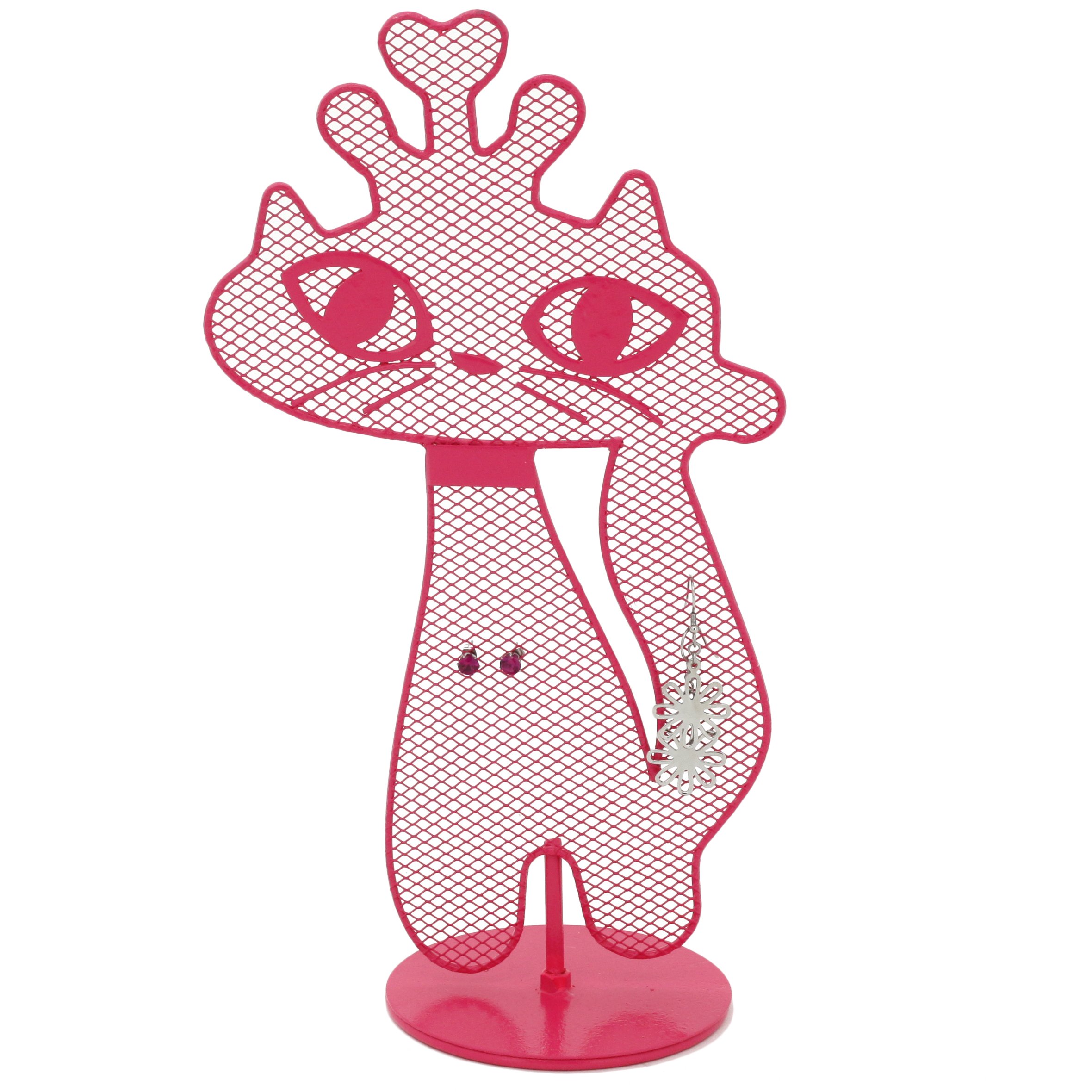 Pretty in Pink Kitty Cat Jewelry Earring Ring Bracelet Stand Tower Organizer Holder by Bucasi