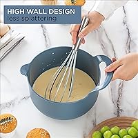 Vista 4 de COOK WITH COLOR Juego de 4 cuencos de plástico apilables para mezclar con boquillas y asas, azul