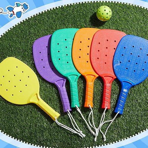 Miniatura 5 de Plastic Paddleball Racket PE Equipment for Elementary School with Lanyard Classes Equipment, 15.2 x 7.5 Inches