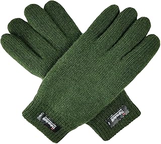 Sponsored Ad - Bruceriver Men Pure Wool Knit Gloves with Thinsulate Lining and Elastic Rib Cuff