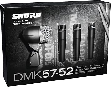 Shure Drum Microphone Kit for Performing and Recording Drummers, Conveniently Packaged Selection of Mics and Mounts with Options for Kick Drum, Snare Drum, Rack Toms, Floor Toms and Congas (DMK57-52)