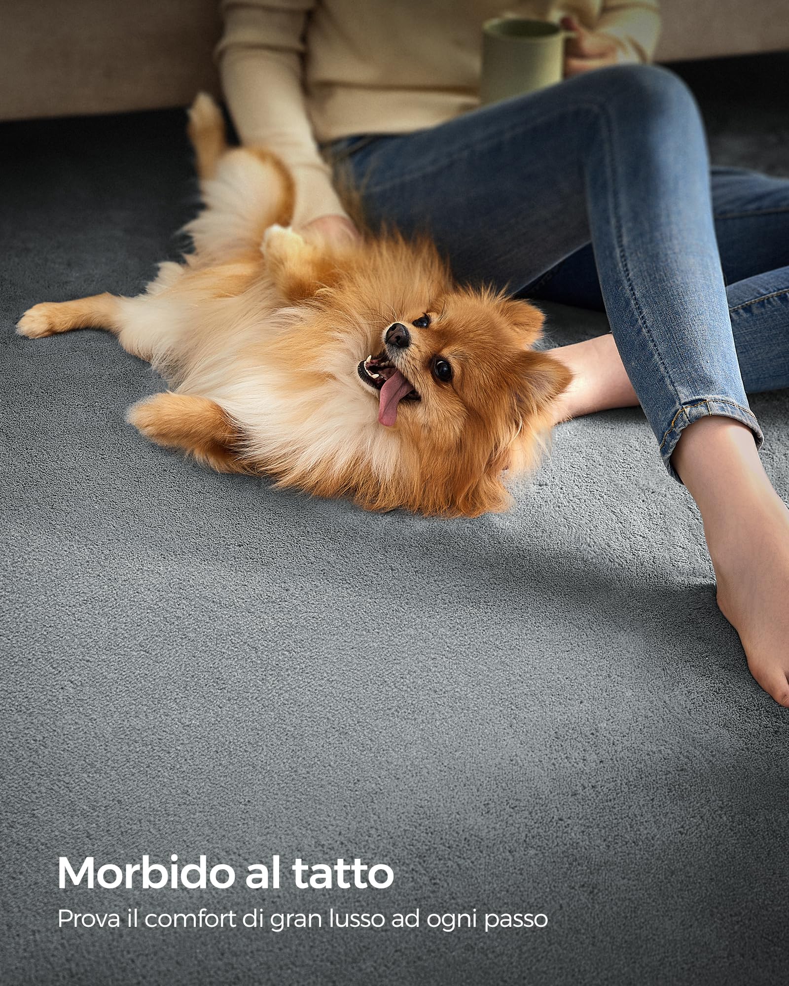 SONGMICS Tappeto per Soggiorno, Tappeto 200 x 290 cm, Tappeto Salotto Antiscivolo, per Soggiorno Camera da Letto Cameretta, Lavabile in Lavatrice, Moderno, Grigio Tortora TAR014G01