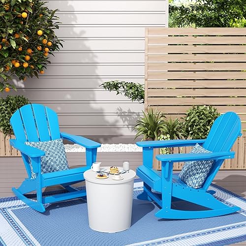 Miniatura 43 de WestinTrends Malibu Silla Mecedora Adirondack de Polietileno para Exteriores/Patio, Blanco