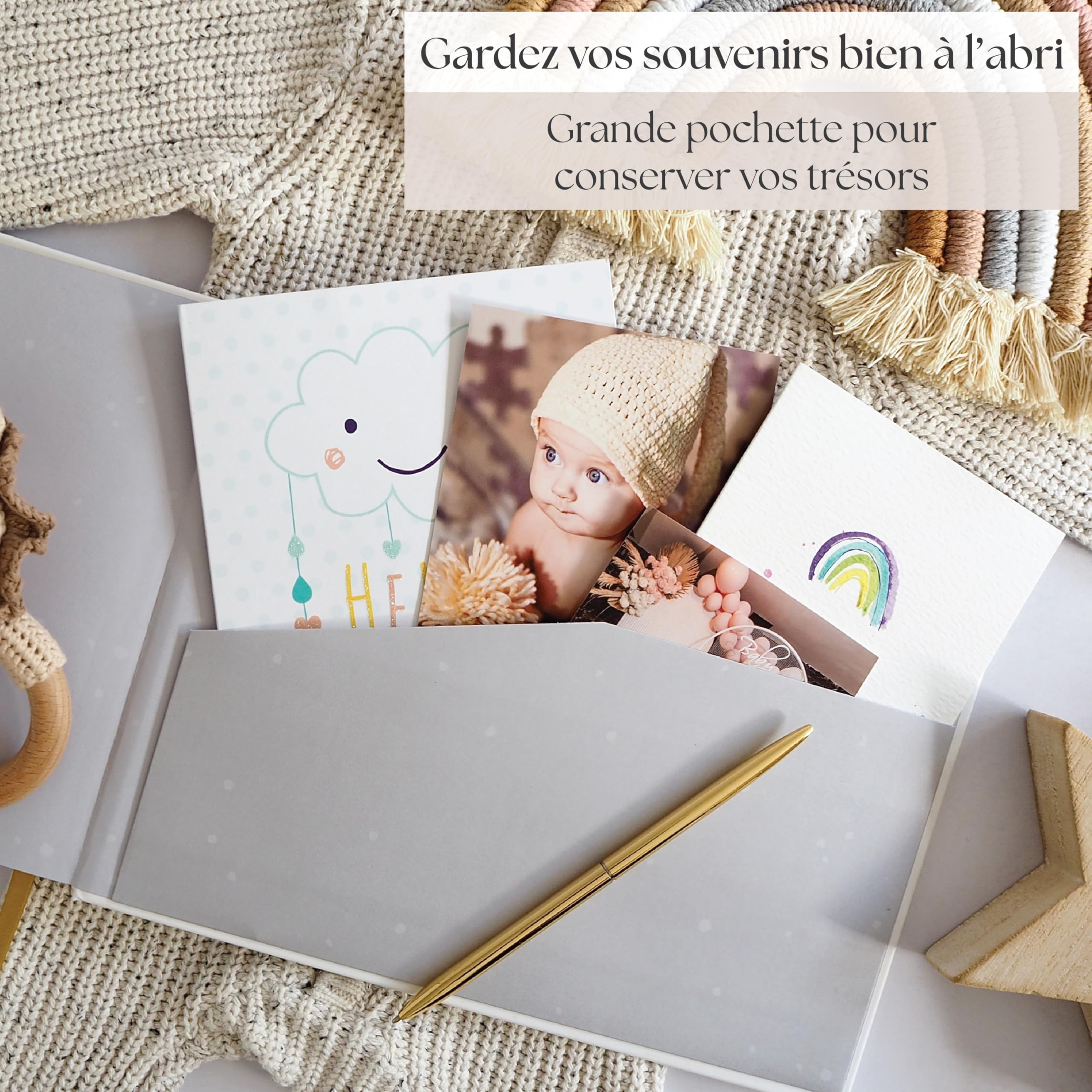 Journal de Grossesse de Luxe pour Futures Mamans - Carnet avec Calendrier, Scrapbook, Check-list, Organisateur et Livre de Naissance (Doré)