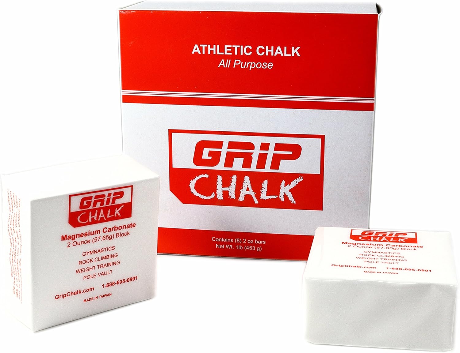 Grip Chalk Weightlifting and Gymnastics Chalk Box of 8 2oz Bars