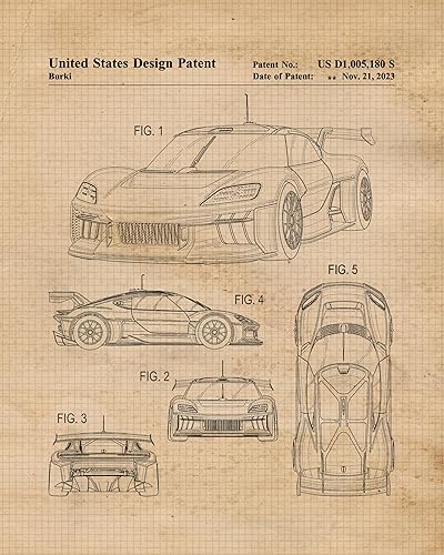 Miniatura 4 de Classic Auto Patent Prints, 4 (8x10) Unframed Photos, Wall Art Decor Gift for Home Office Man Cave Porsche Workshop Garage College Engineer Student