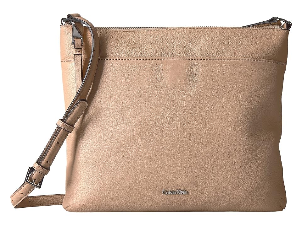 

Calvin Klein Pebble Leather Crossbody (Oatmeal) Cross Body Handbags