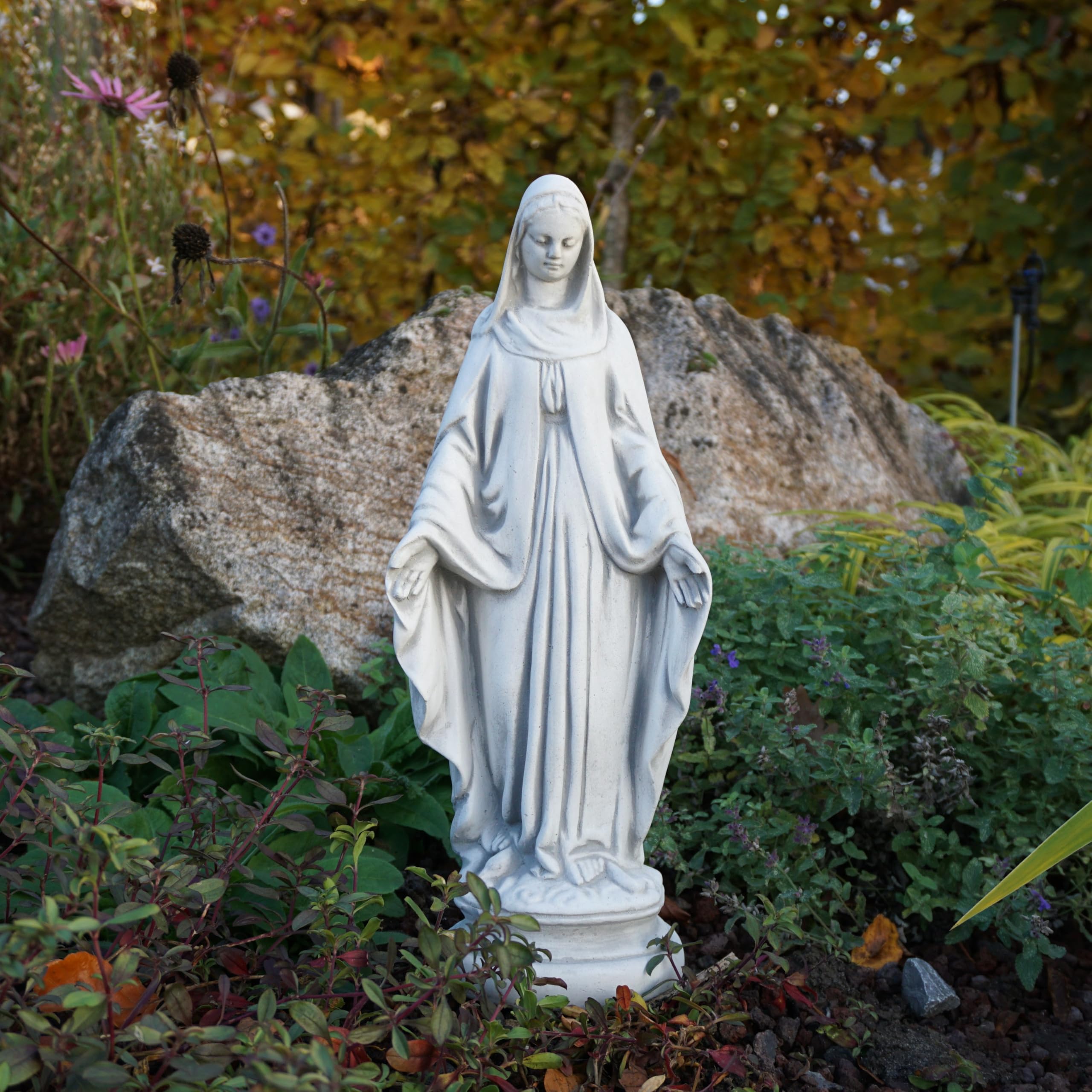 gartendekoparadies.de Madonna do ogrodu, kamienna figurka, wys. 43 cm, 5 kg, szara, odporna na mróz z odlewu kamiennego, do użytku na zewnątrz