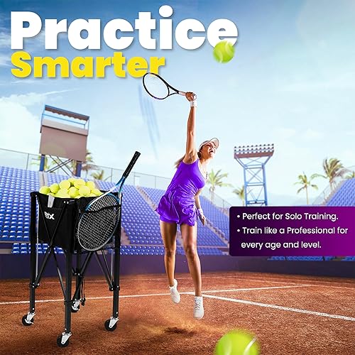 Miniatura 5 de Carrito de pelotas de tenis  Tolva de pelota de pickleball  Capacidad de 150 pelotas  Múltiples bolsillos de almacenamiento  Bolsa de transporte