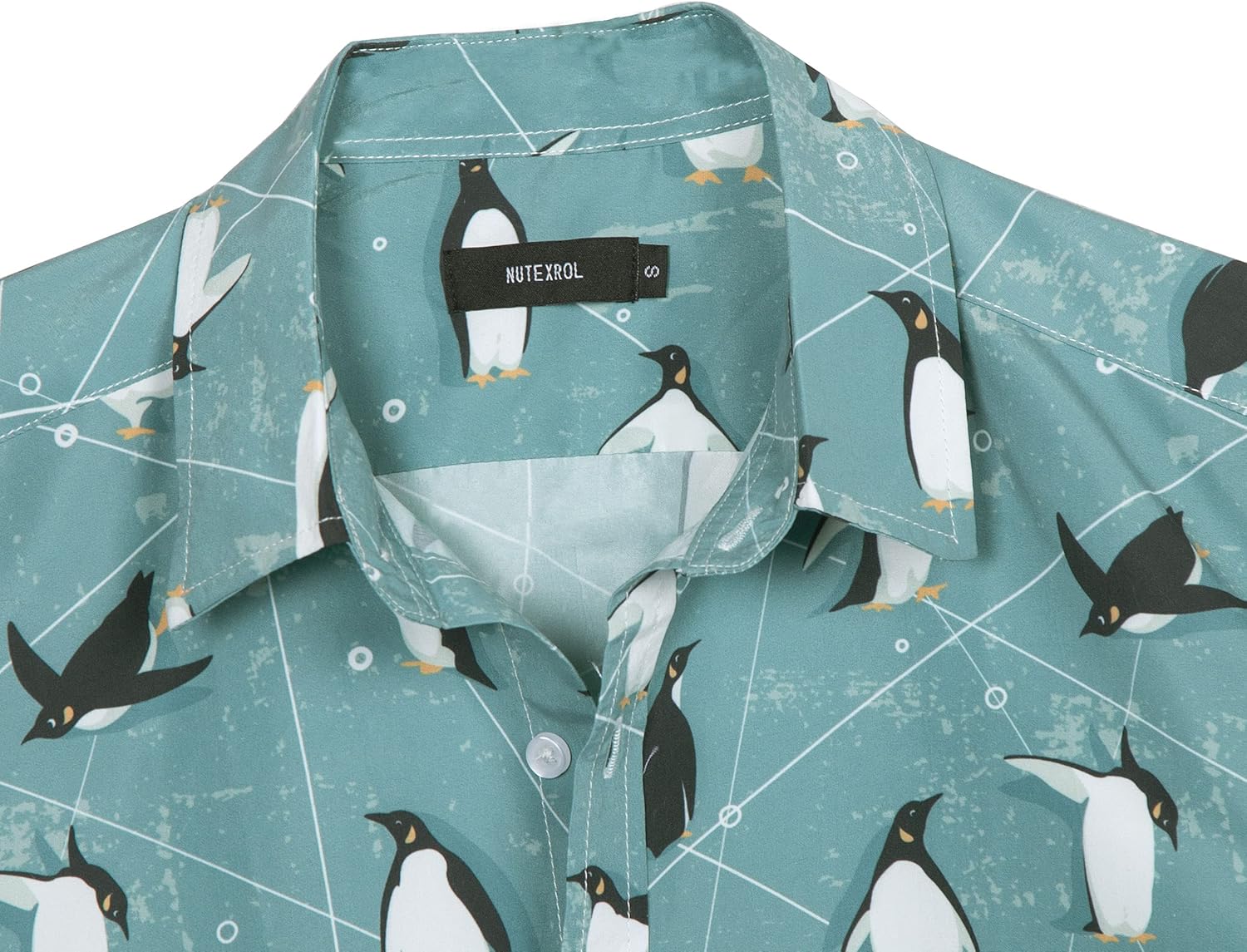 Mens Aloha Hawaiian Shirt Flamingos Penguin Printed Tropical Novelty Casual Short Sleeve Beach Wear - Image 4