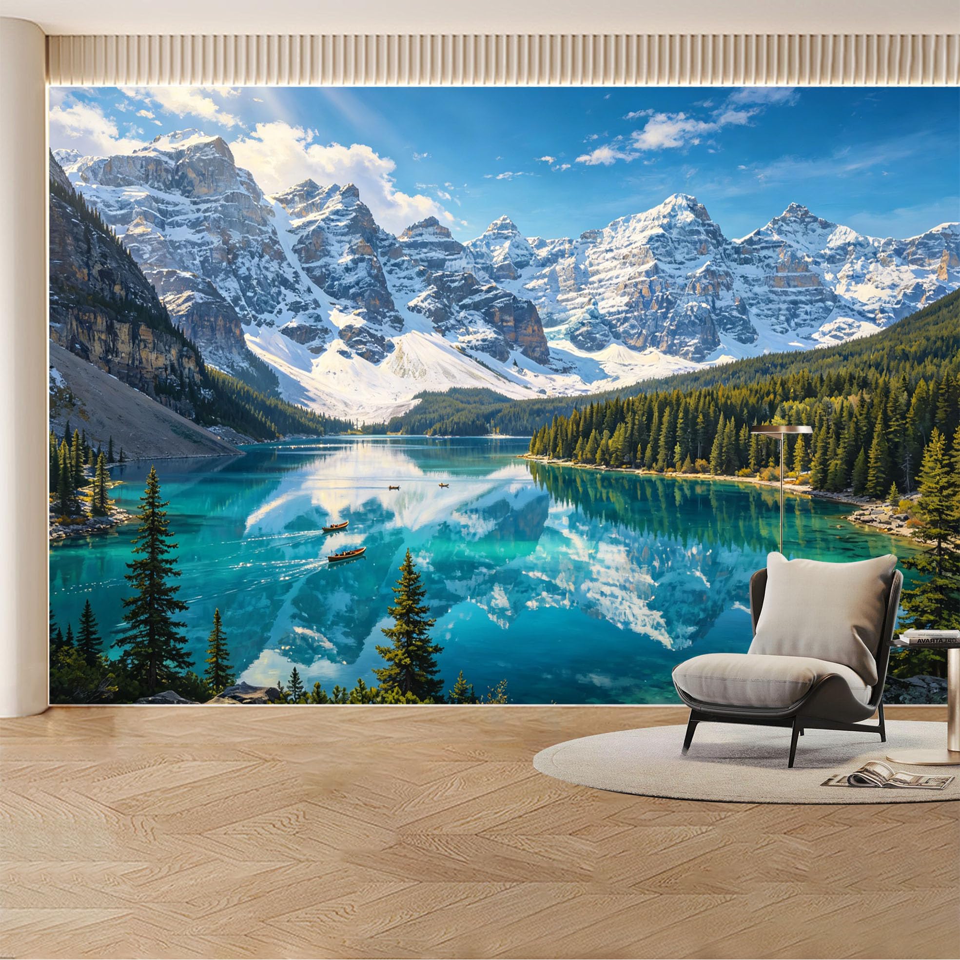 Kayorowalls Bh20260620073 Custom Wall Mural Wallpaper Mountain Lake Landscape Nature 3D Effect Wall Decor Large Wall Art Nordic Misty Removable Selfadhesive Large Photo For Living Room， Bedroom， Office