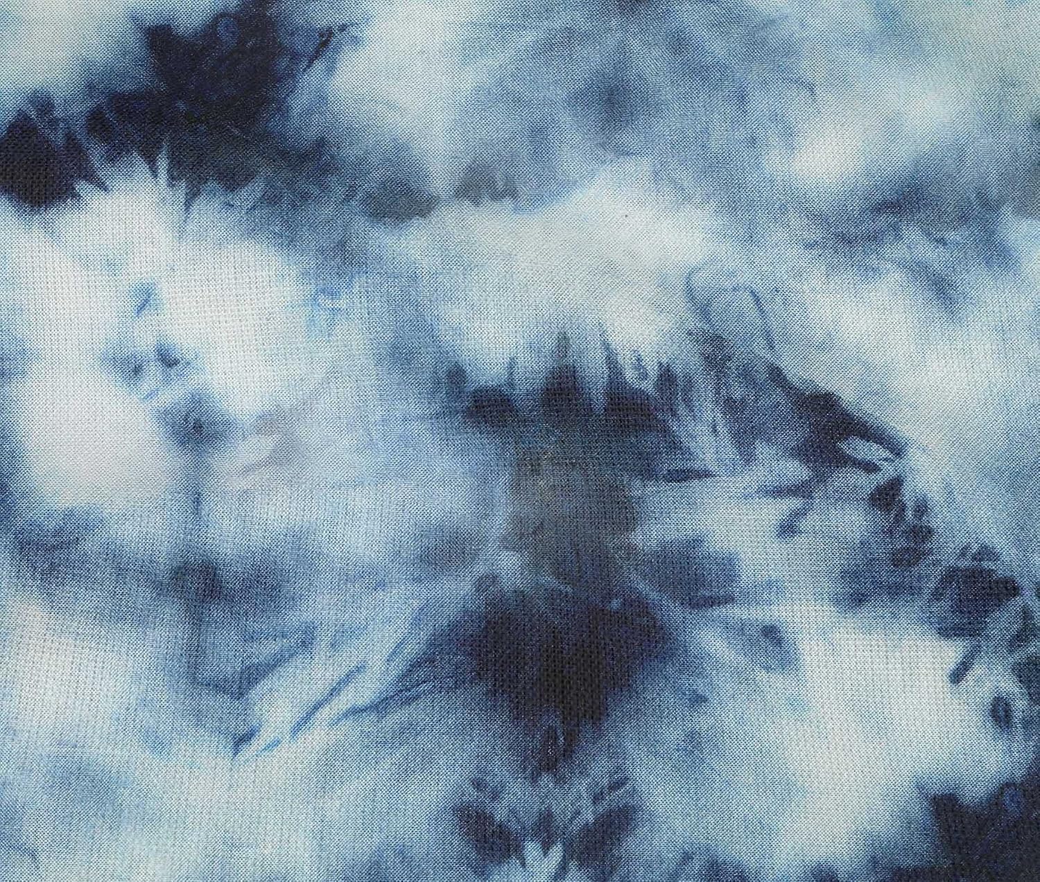oneOone Cotton Flex Dark Blue Fabric Tie Dye Craft Projects Decor Fabric Printed by The Yard 40 Inch Wide-BTW