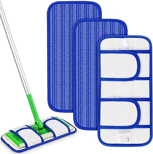 Miniatura 6 de Reusable Mop Pads Compatible with Swiffer Sweeper Mops-12 Inch Washable Microfiber Wet Pads Refills Dry Sweeping Cloths Heavy Duty Mop Head